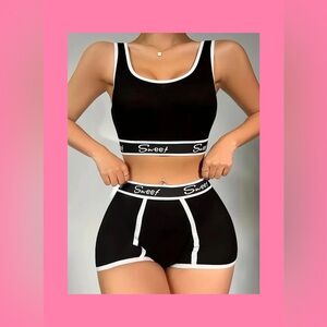 Bewitching Sweet Letter Print Top and Shorts 2 Piece Lounge Set